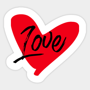 Love text with Red heart Sticker